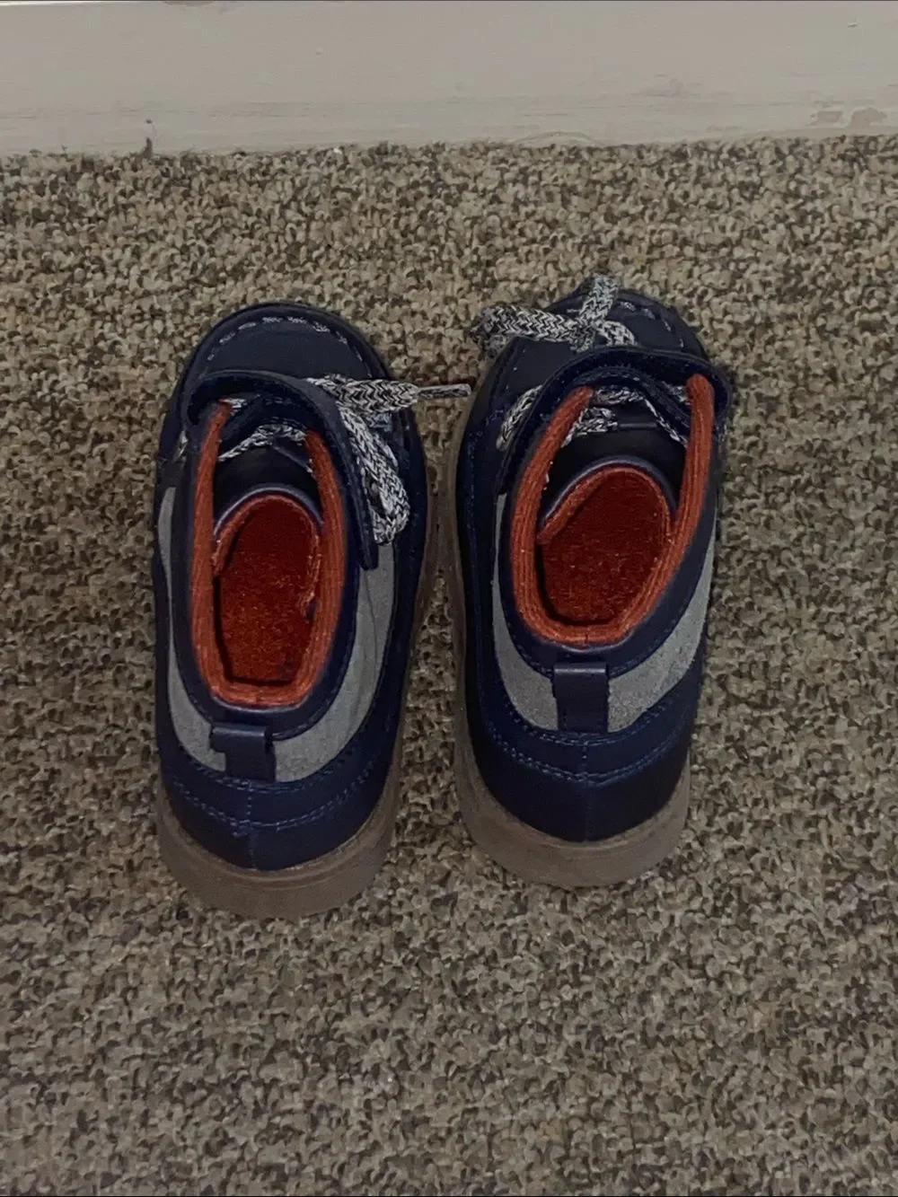 Carter's Navy Lace-Up Kids Sneakers with Rust Interior